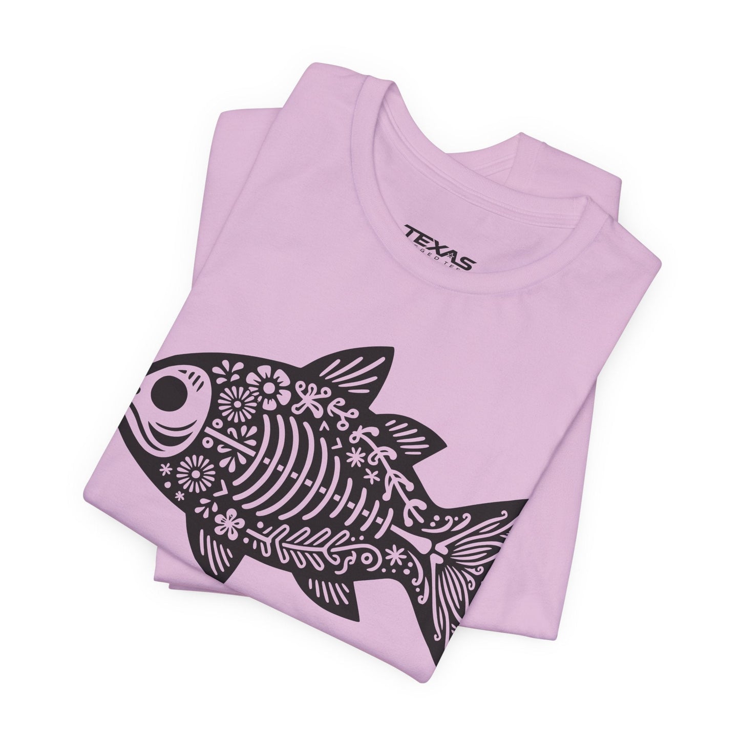 Texas Rigged Tees Mexican Flora Fish Skeleton — Unisex Cotton Tee