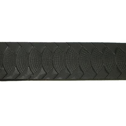 1.25"(32mm) Embossed Reptile Weave Black Buffalo Leather Belt Handmade in Canada by Zelikovitz Size 26 - 46 - Angler's Pro Tackle & Outdoors