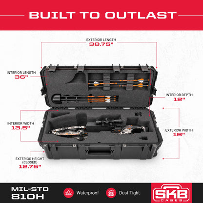 SKB Cases iSeries Ultimate Crossbow Arrow Case, Waterproof Military Grade, Black