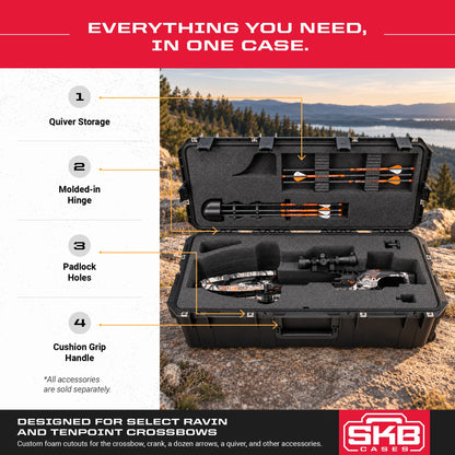 SKB Cases iSeries Ultimate Crossbow Arrow Case, Waterproof Military Grade, Black