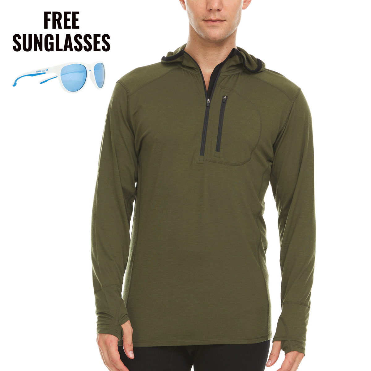 Minus33 Micro Weight - Men's Wool 1/4 Zip Sun Hoodie Woolverino