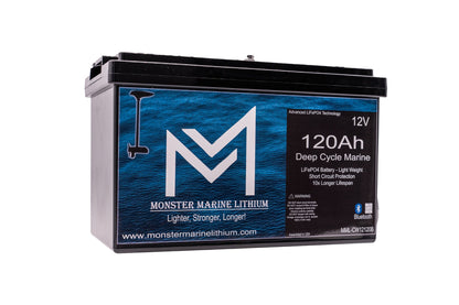 Monster Marine Lithium 12V 120Ah Bluetooth Lithium Deep Cycle Marine Battery MML-12120b (w/ bluetooth)