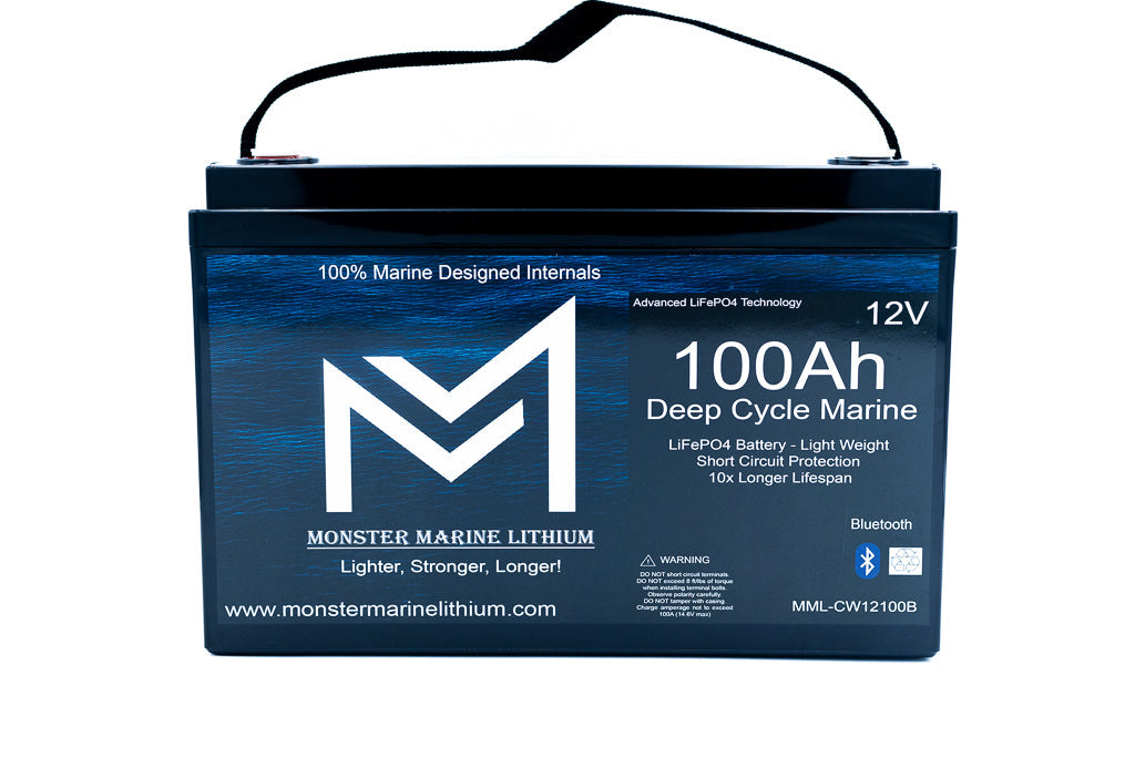 Monster Marine Lithium 12v 100Ah Bluetooth Deep Cycle Lithium Marine Battery Group 31
