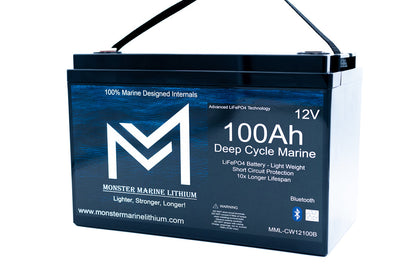 Monster Marine Lithium 12v 100Ah Bluetooth Deep Cycle Lithium Marine Battery Group 31