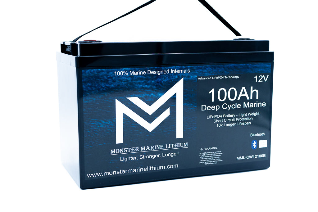 Monster Marine Lithium 12v 100Ah Bluetooth Deep Cycle Lithium Marine Battery Group 31