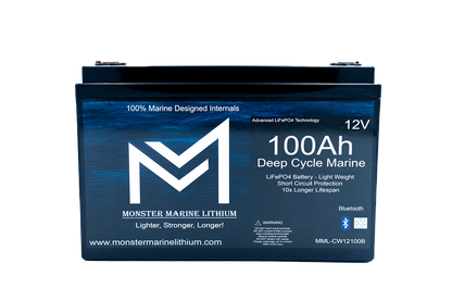 Monster Marine Lithium 12v 100Ah Bluetooth Deep Cycle Lithium Marine Battery Group 31