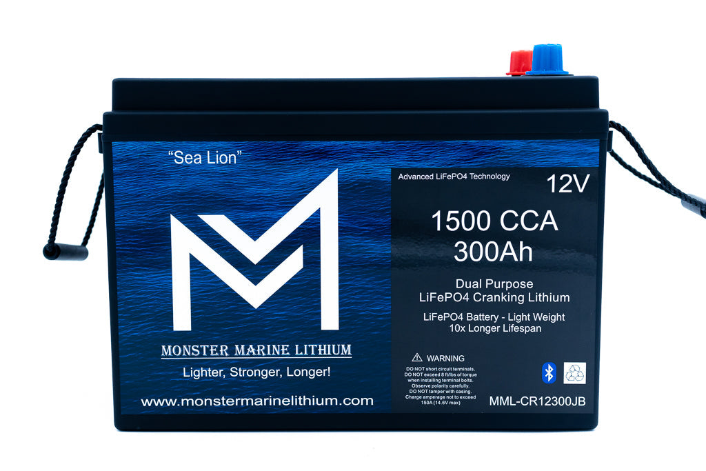 Monster Marine Lithium 1500 CCA 300AH Dual Purpose Cranking Lithium Bluetooth "Sea Lion"