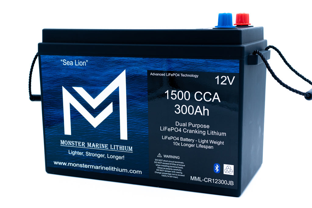 Monster Marine Lithium 1500 CCA 300AH Dual Purpose Cranking Lithium Bluetooth "Sea Lion"