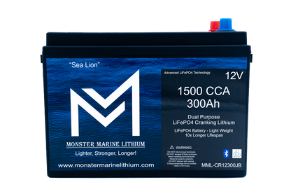 Monster Marine Lithium 1500 CCA 300AH Dual Purpose Cranking Lithium Bluetooth "Sea Lion"