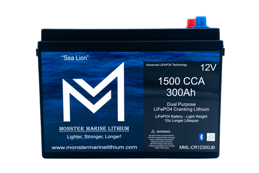 Monster Marine Lithium 1500 CCA 300AH Dual Purpose Cranking Lithium Bluetooth "Sea Lion"