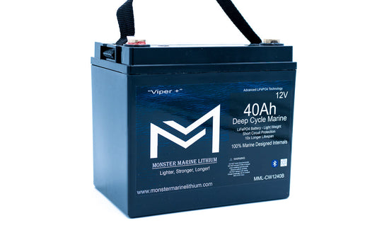 Monster Marine Lithium 12v 40Ah Deep Cycle  Lithium Marine Battery "Viper" -  Bluetooth - MML-CW1240B
