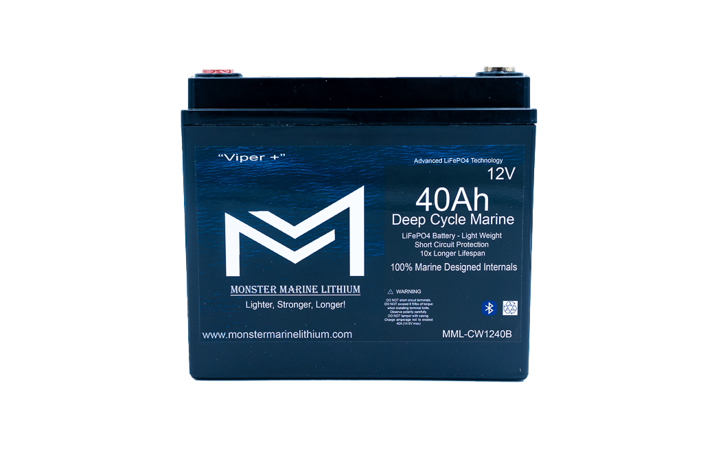 Monster Marine Lithium 12v 40Ah Deep Cycle  Lithium Marine Battery "Viper" -  Bluetooth - MML-CW1240B