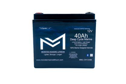 Monster Marine Lithium 12v 40Ah Deep Cycle  Lithium Marine Battery "Viper" -  Bluetooth - MML-CW1240B