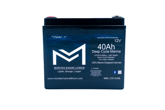 Monster Marine Lithium 12v 40Ah Deep Cycle  Lithium Marine Battery "Viper" -  Bluetooth - MML-CW1240B