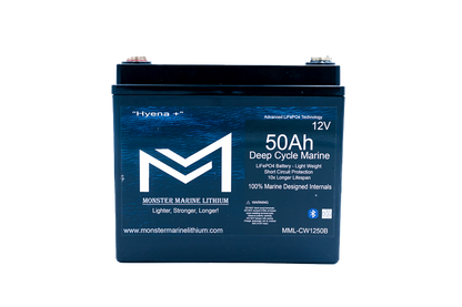 Monster Marine Lithium 12v 50Ah Deep Cycle Lithium Marine Battery "Hyena" - Bluetooth - MML-CW1250B