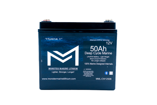 Monster Marine Lithium 12v 50Ah Deep Cycle Lithium Marine Battery "Hyena" - Bluetooth - MML-CW1250B