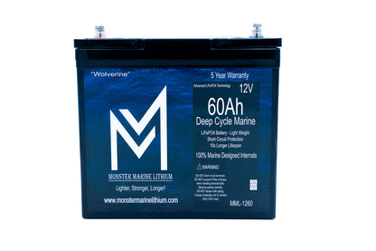 Monster Marine Lithium 12v 60Ah Deep Cycle Lithium Marine Battery "Wolverine" - MML-1260