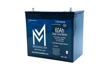 Monster Marine Lithium 12v 60Ah Deep Cycle Lithium Marine Battery "Wolverine" - MML-1260