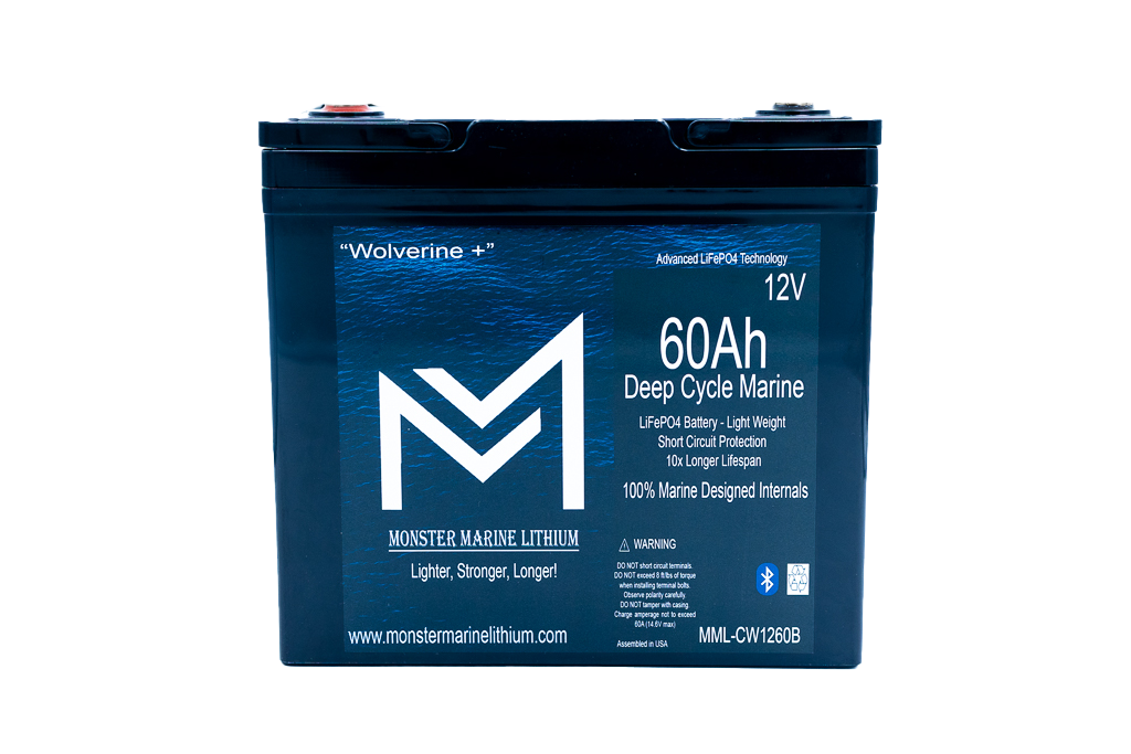 Monster Marine Lithium 12v 60Ah Deep Cycle Lithium Marine Battery "Wolverine" - Bluetooth - MML-1260B
