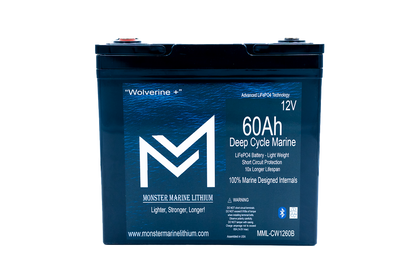 Monster Marine Lithium 12v 60Ah Deep Cycle Lithium Marine Battery "Wolverine" - Bluetooth - MML-1260B