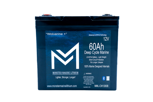 Monster Marine Lithium 12v 60Ah Deep Cycle Lithium Marine Battery "Wolverine" - Bluetooth - MML-1260B