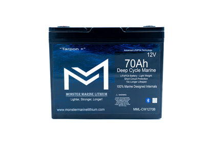 Monster Marine Lithium 12v 70Ah Deep Cycle Lithium Marine Battery "Tarpon" Bluetooth