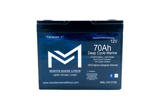 Monster Marine Lithium 12v 70Ah Deep Cycle Lithium Marine Battery "Tarpon" Bluetooth