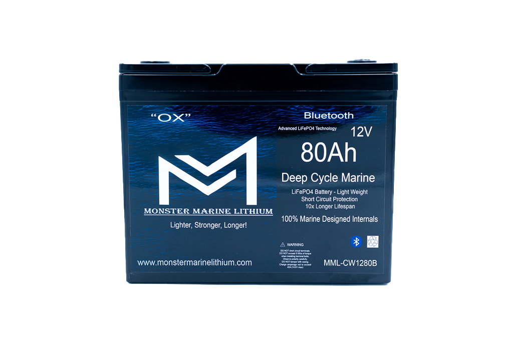 Monster Marine Lithium 12v 80Ah Bluetooth Deep Cycle Lithium Marine Battery