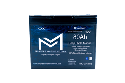 Monster Marine Lithium 12v 80Ah Bluetooth Deep Cycle Lithium Marine Battery