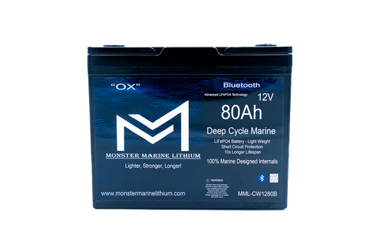 Monster Marine Lithium 12v 80Ah Bluetooth Deep Cycle Lithium Marine Battery