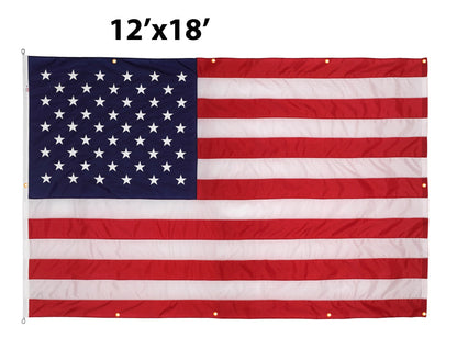 Flagman of America Nylon American Flag with Grommets Along Edges for Wall Hanging *Made in USA*