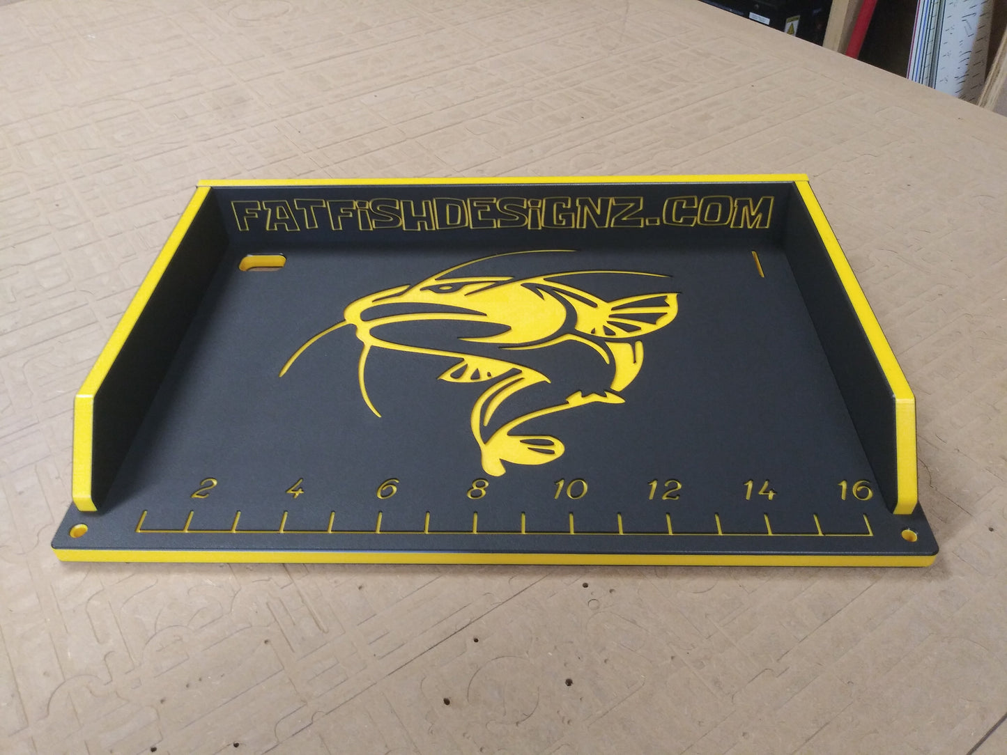 Fat Fish Designz Cutting Board w/ Master Cat Logo and Ruler