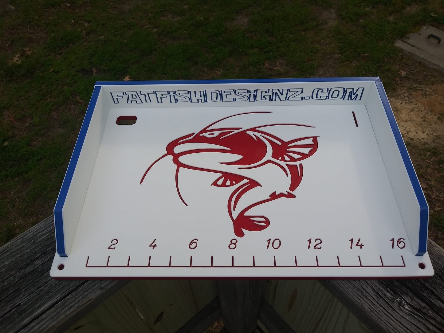 Fat Fish Designz Cutting Board w/ Master Cat Logo and Ruler