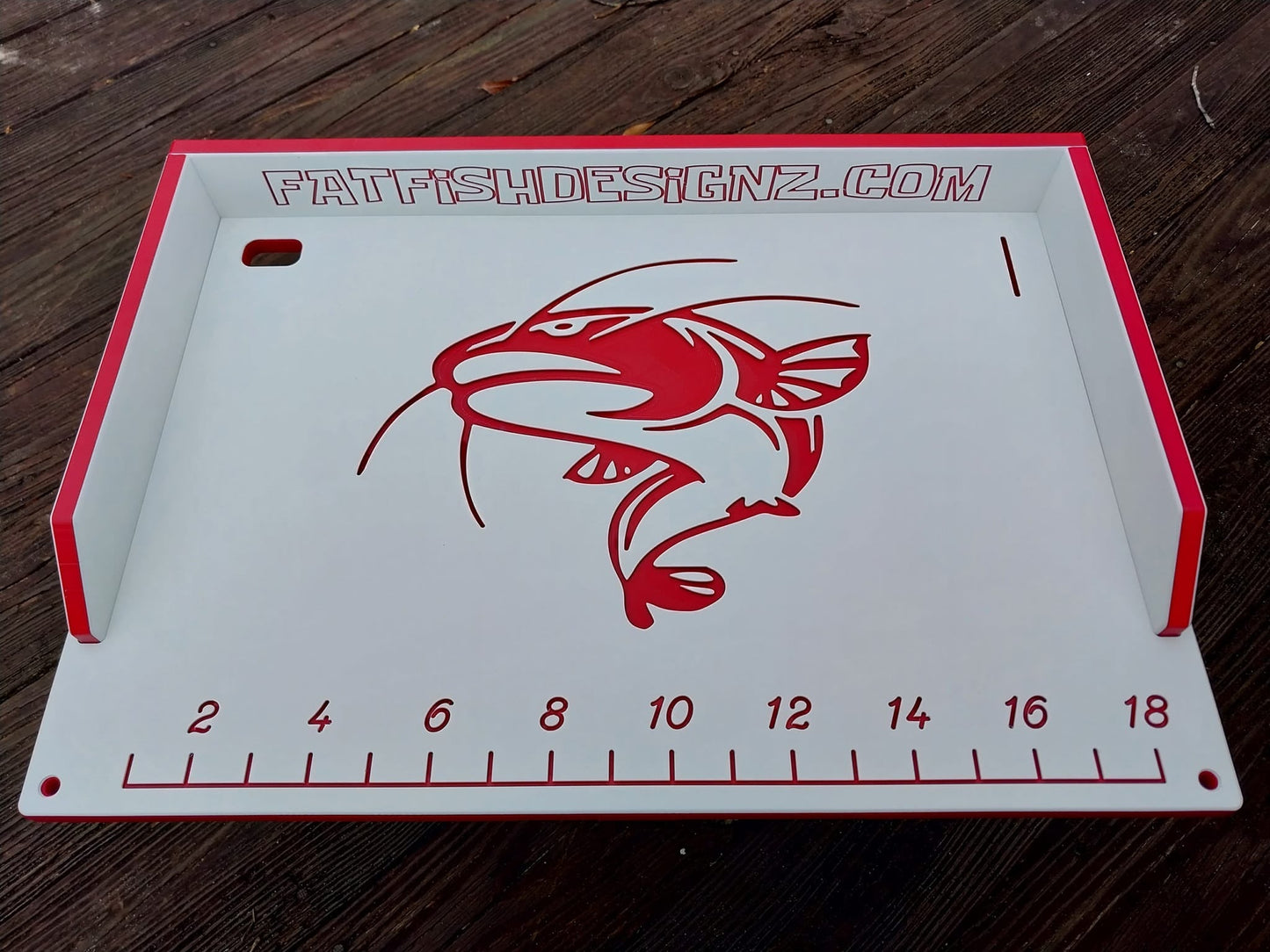 Fat Fish Designz Cutting Board w/ Master Cat Logo and Ruler