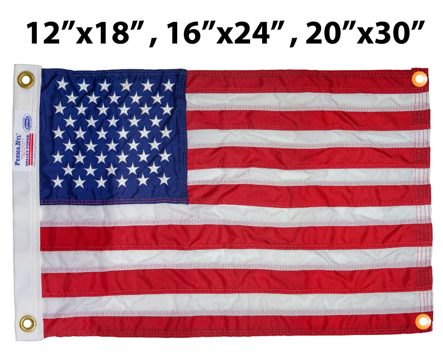 Flagman of America Nylon American Flag with Grommets Along Edges for Wall Hanging *Made in USA*