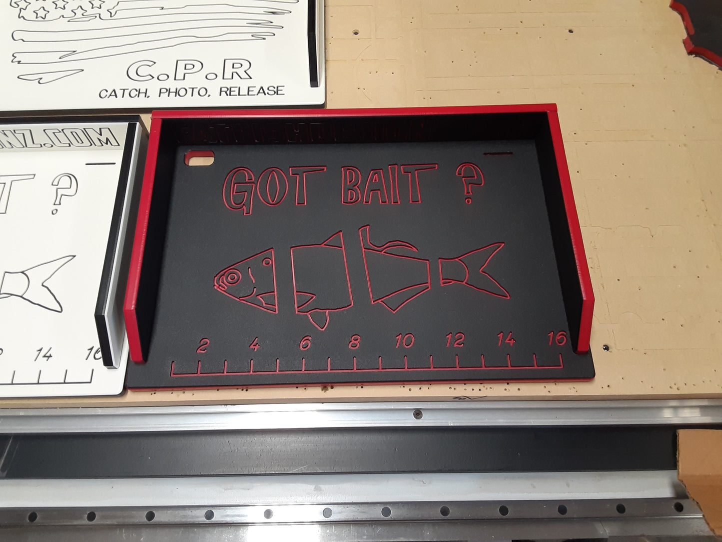 Fat Fish Designz Cutting Board w/ Got Bait and Ruler
