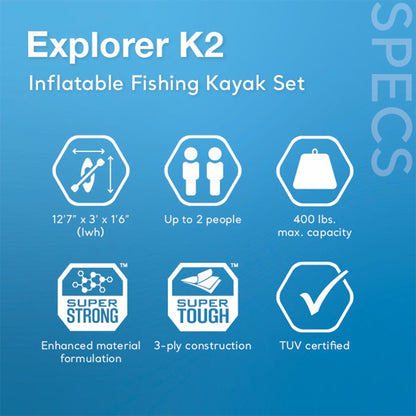 Intex Excursion Pro Inflatable 2 Person Kayak Set w/ Oars & Pump, 2-Pack, Red
