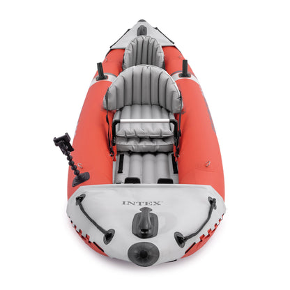 Intex Excursion Pro Inflatable 2 Person Kayak Set w/ Oars & Pump, 2-Pack, Red