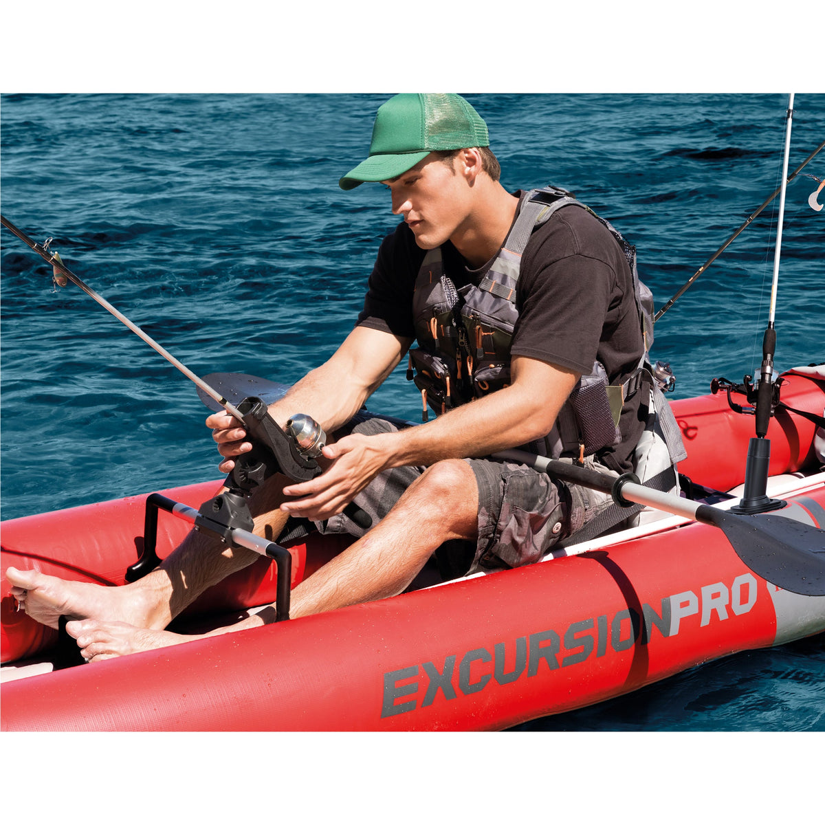 Intex Excursion Pro Inflatable 2 Person Kayak Set w/ Oars & Pump, 2-Pack, Red