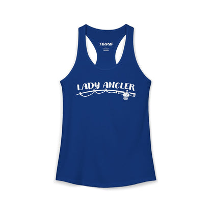 Texas Rigged Tees Lady Angler — Women’s Racerback Tank