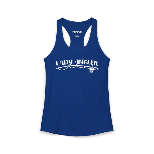 Texas Rigged Tees Lady Angler — Women’s Racerback Tank