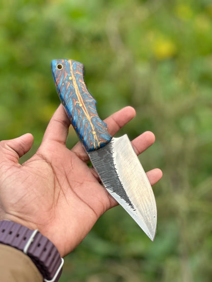 Texan Knives Hunters Knives – 9" D2 Steel Blade with Epoxy Pine Cone Resin Handle & Leather Sheath