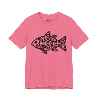 Texas Rigged Tees Mexican Flora Fish Skeleton — Unisex Cotton Tee