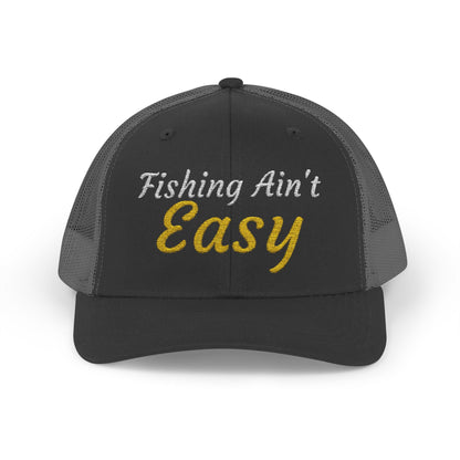 Texas Rigged Tees Fishing Ain't Easy — Embroidered Baseball Cap