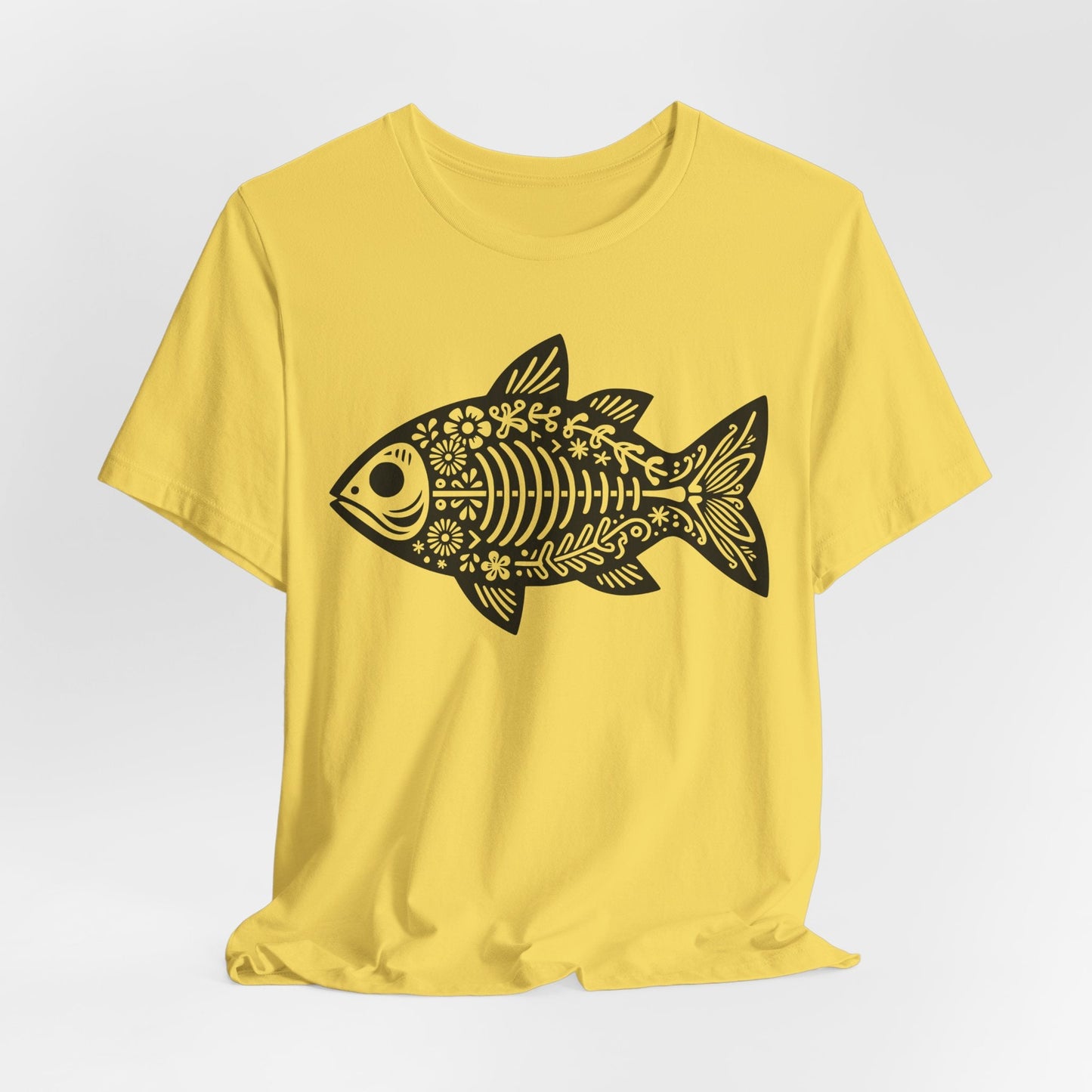 Texas Rigged Tees Mexican Flora Fish Skeleton — Unisex Cotton Tee