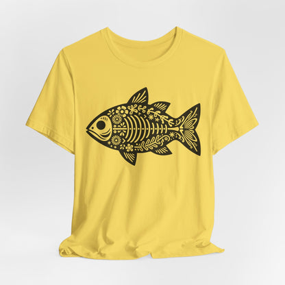Texas Rigged Tees Mexican Flora Fish Skeleton — Unisex Cotton Tee