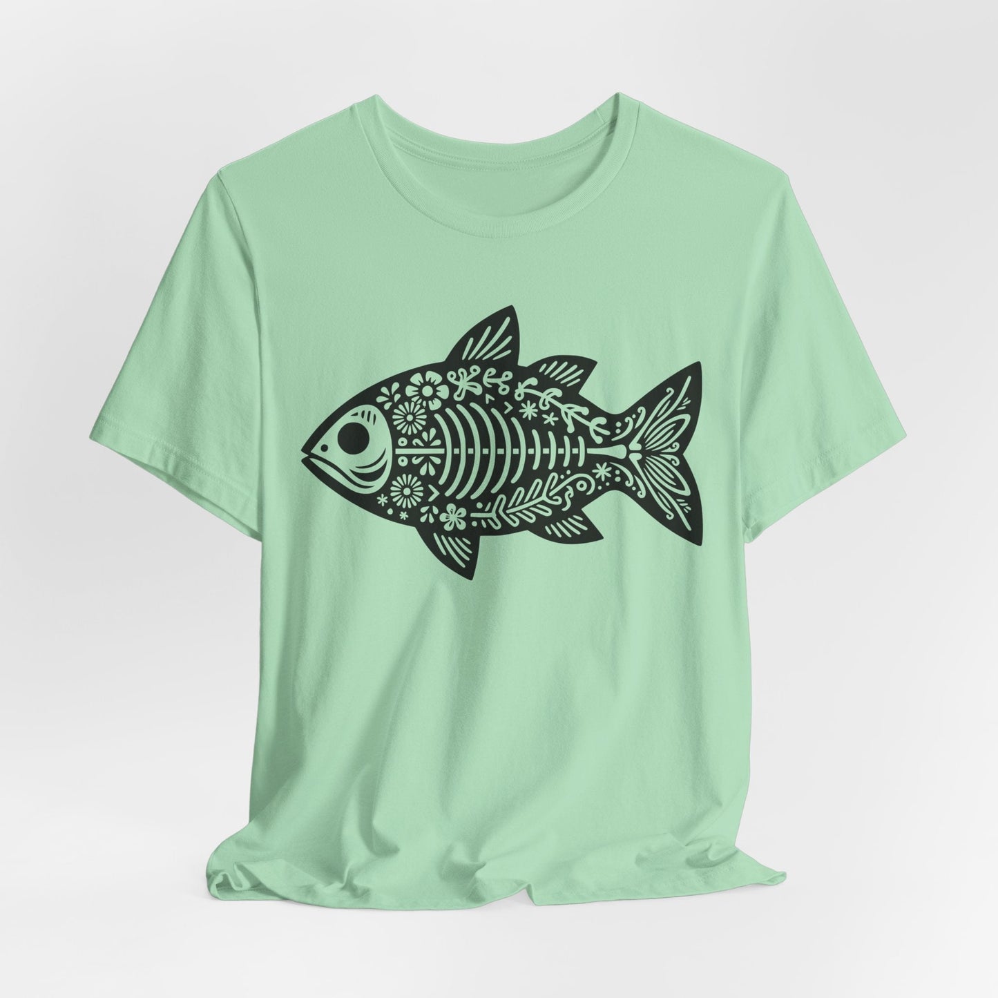 Texas Rigged Tees Mexican Flora Fish Skeleton — Unisex Cotton Tee