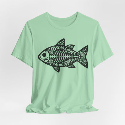 Texas Rigged Tees Mexican Flora Fish Skeleton — Unisex Cotton Tee