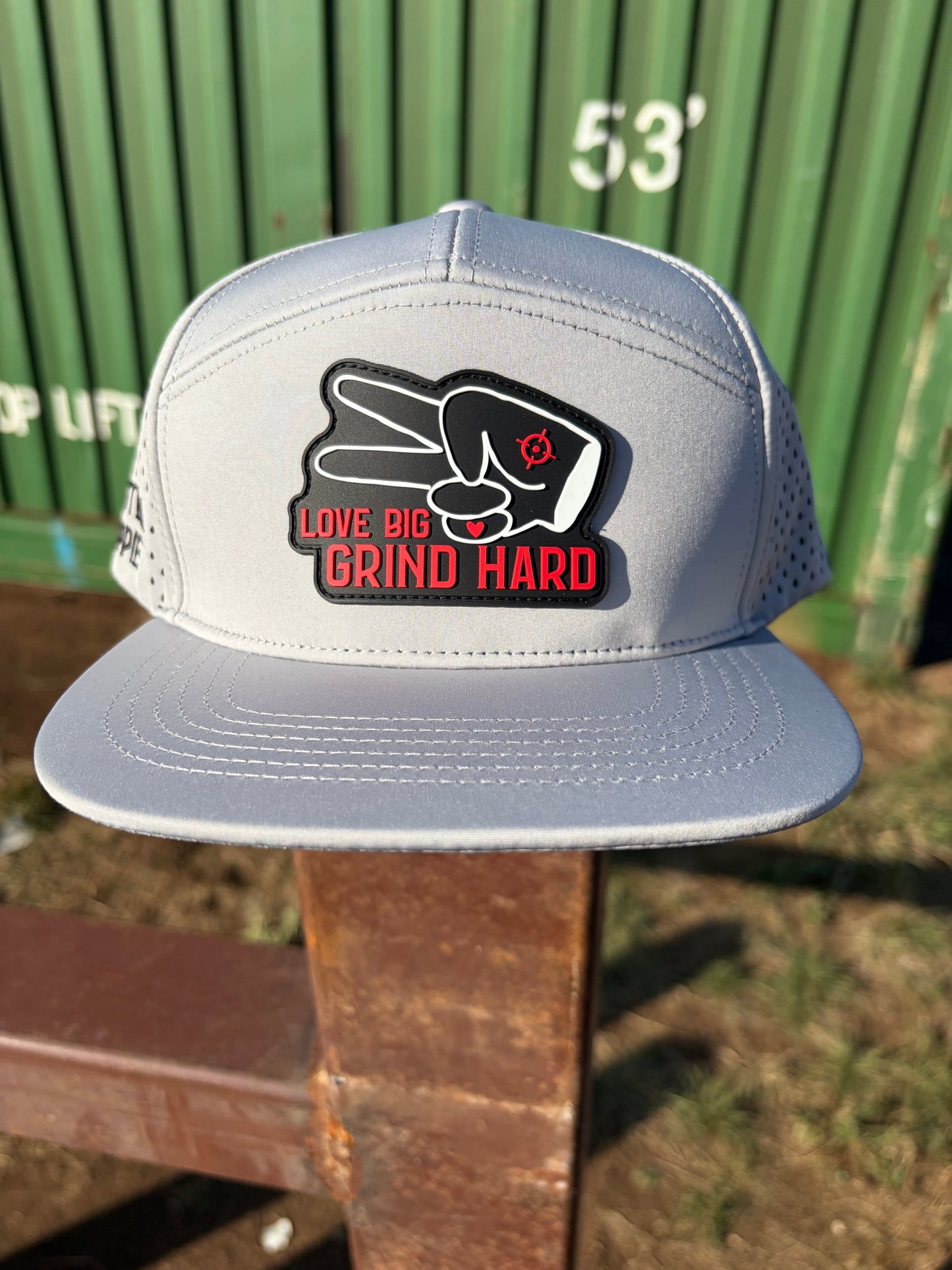 Hustlin Hippie PL Series Hydro Snapback- LIGHT GRAY- RUBBER LOGO w/LOVE BIG GRIND HARD