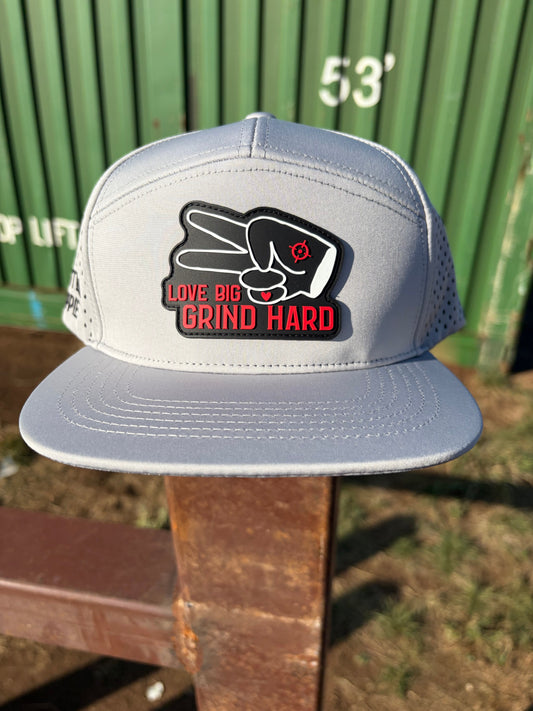 Hustlin Hippie PL Series Hydro Snapback- LIGHT GRAY- RUBBER LOGO w/LOVE BIG GRIND HARD